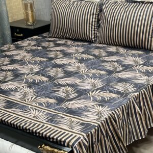 3 pc stitched 2 sided frill bedsheet