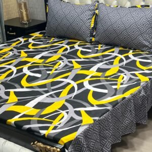 3 pc stitched 2 sided frill bedsheet