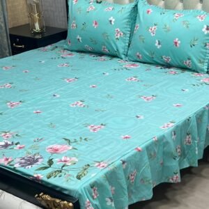 3 pc stitched 2 sided frill bedsheet