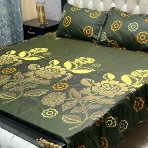 3 pc stitched 2 sided frill bedsheet