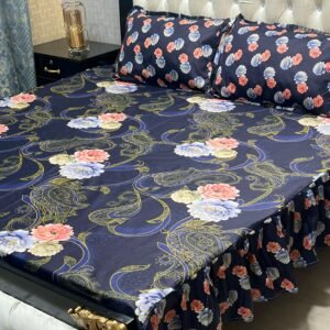 3 pc stitched 2 sided frill bedsheet