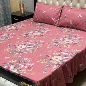 3 pc stitched 2 sided frill bedsheet