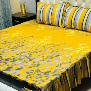 3 pc stitched 2 sided frill bedsheet